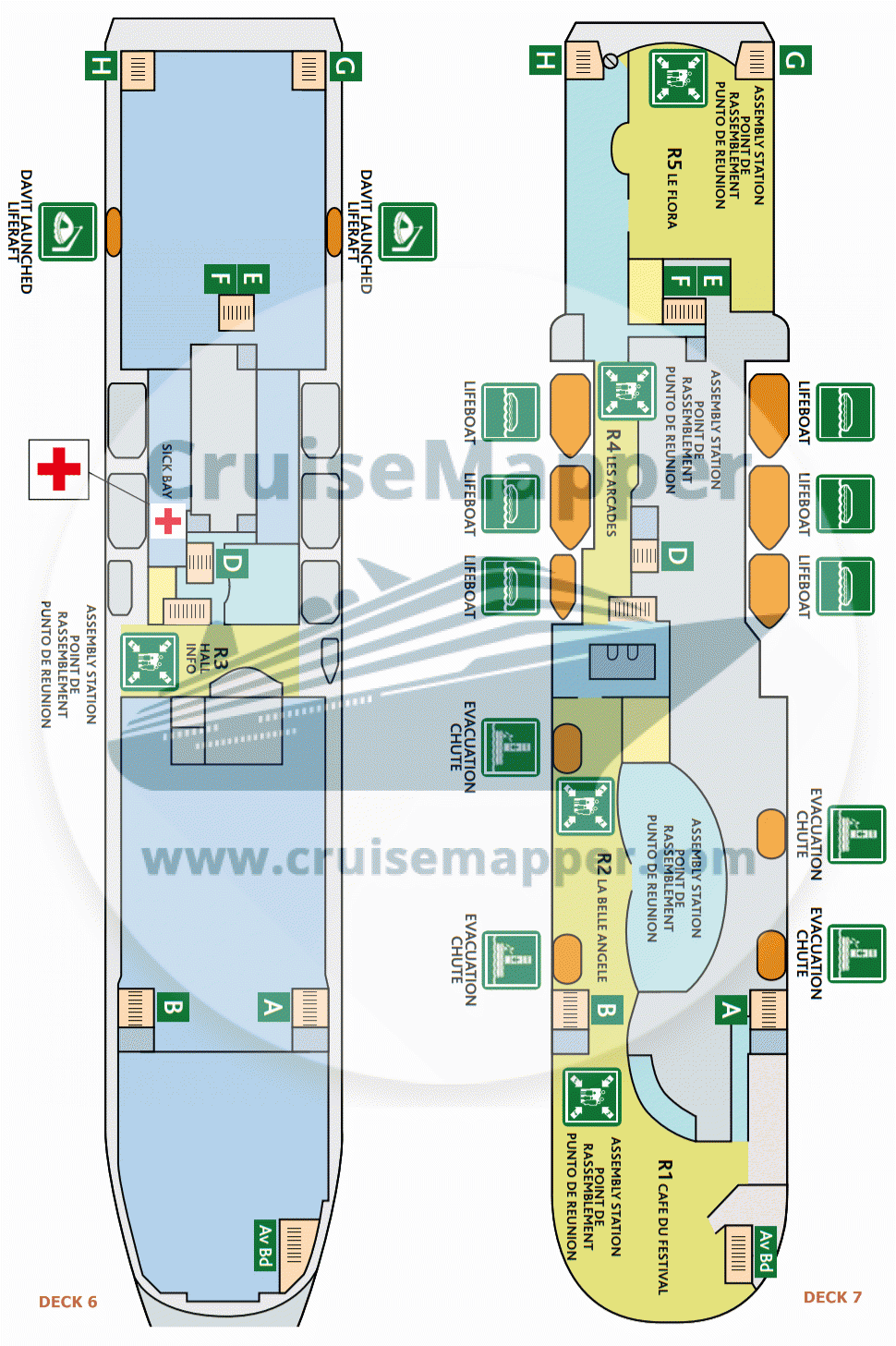 Pont Aven ferry deck plans 6-7 (muster stations)