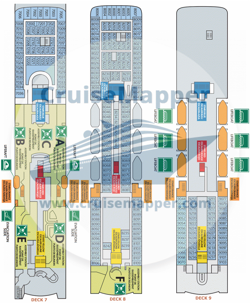 Cap Finistere ferry deck plans 7-8-9 (muster stations)