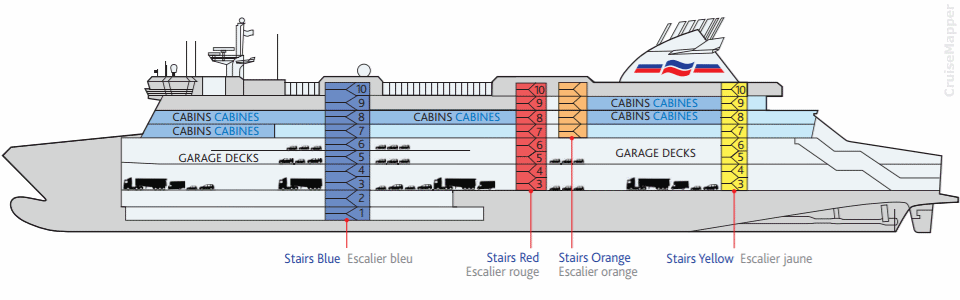 BRITTANY FERRIES Cap Finistere ship decks plan