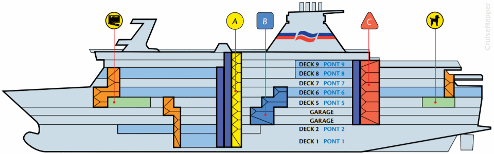 BRITTANY FERRIES Bretagne ship decks plan