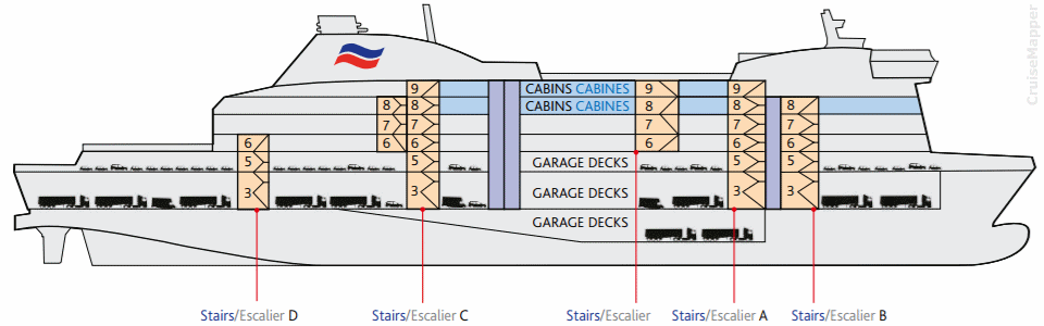 BRITTANY FERRIES Armorique ship decks plan
