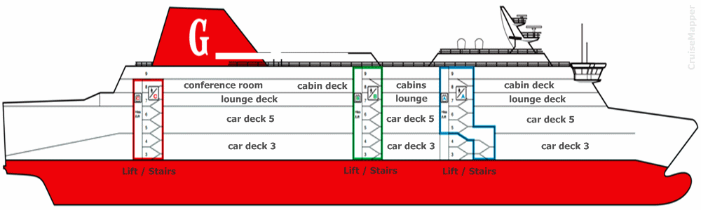 MS Visby ferry ship decks plan