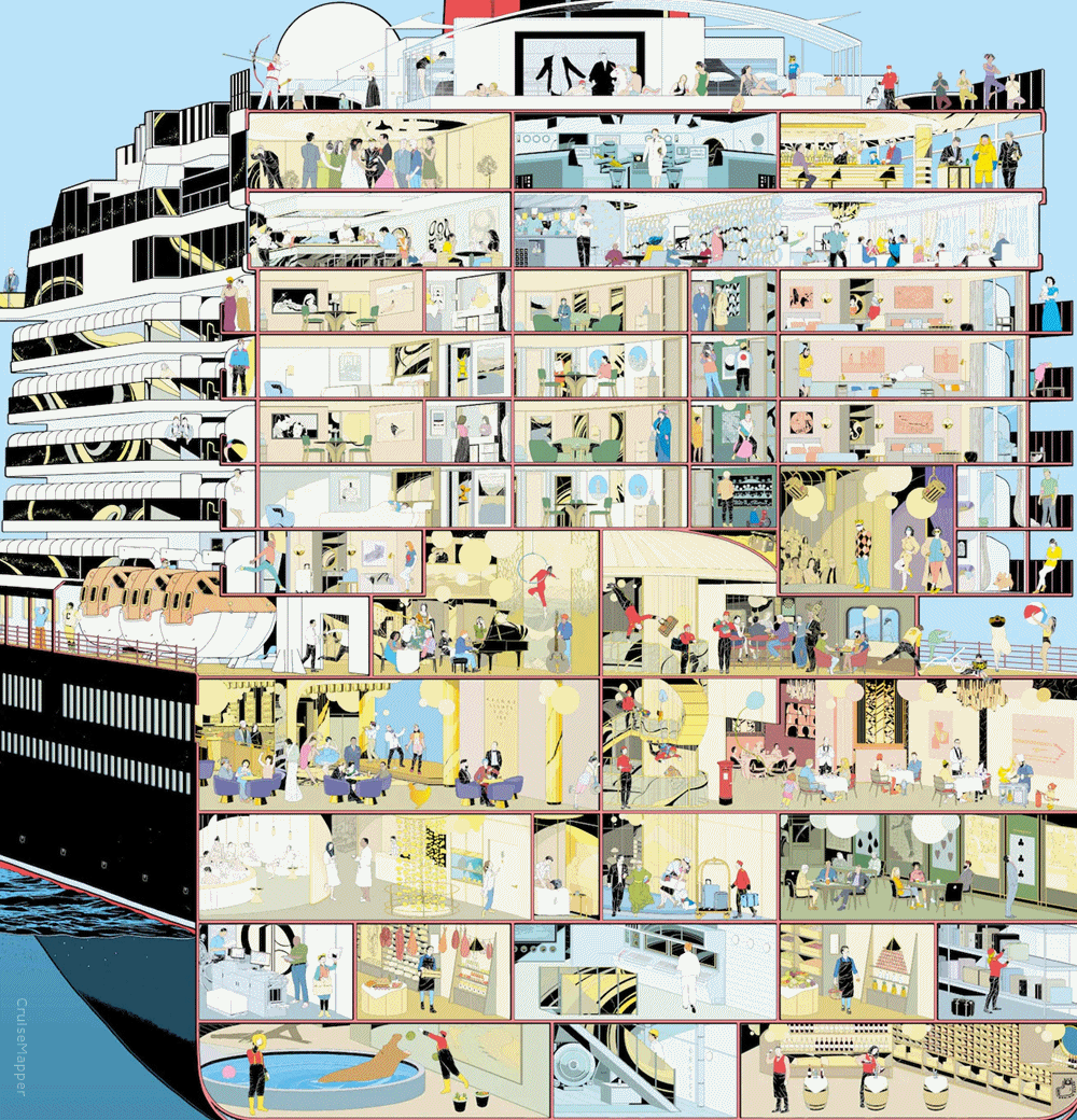 Cunard Queen Anne ship cutaway
