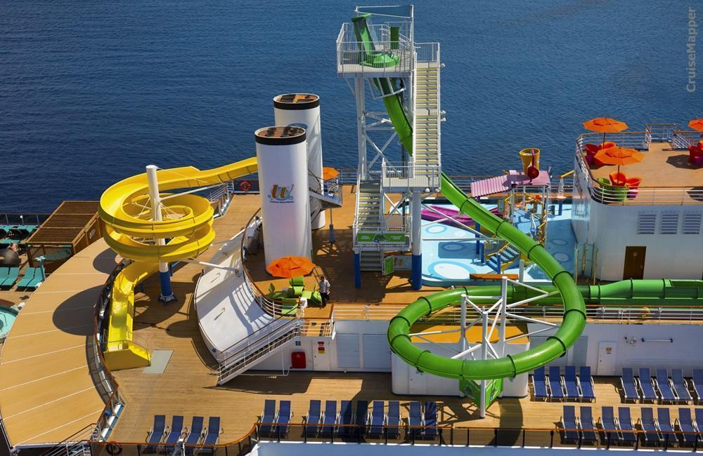 Carnival Spirit cruise ship WaterWorks aquapark slides