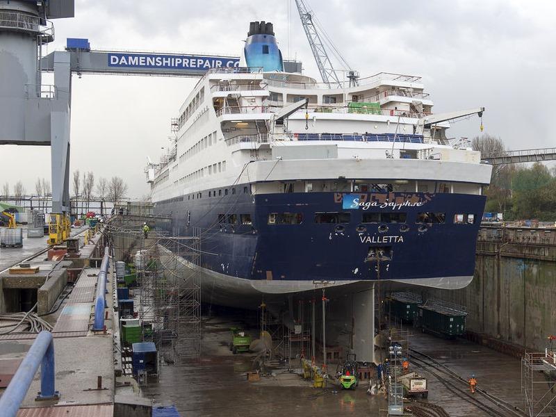 Saga Sapphire cruise ship drydock refurbishment