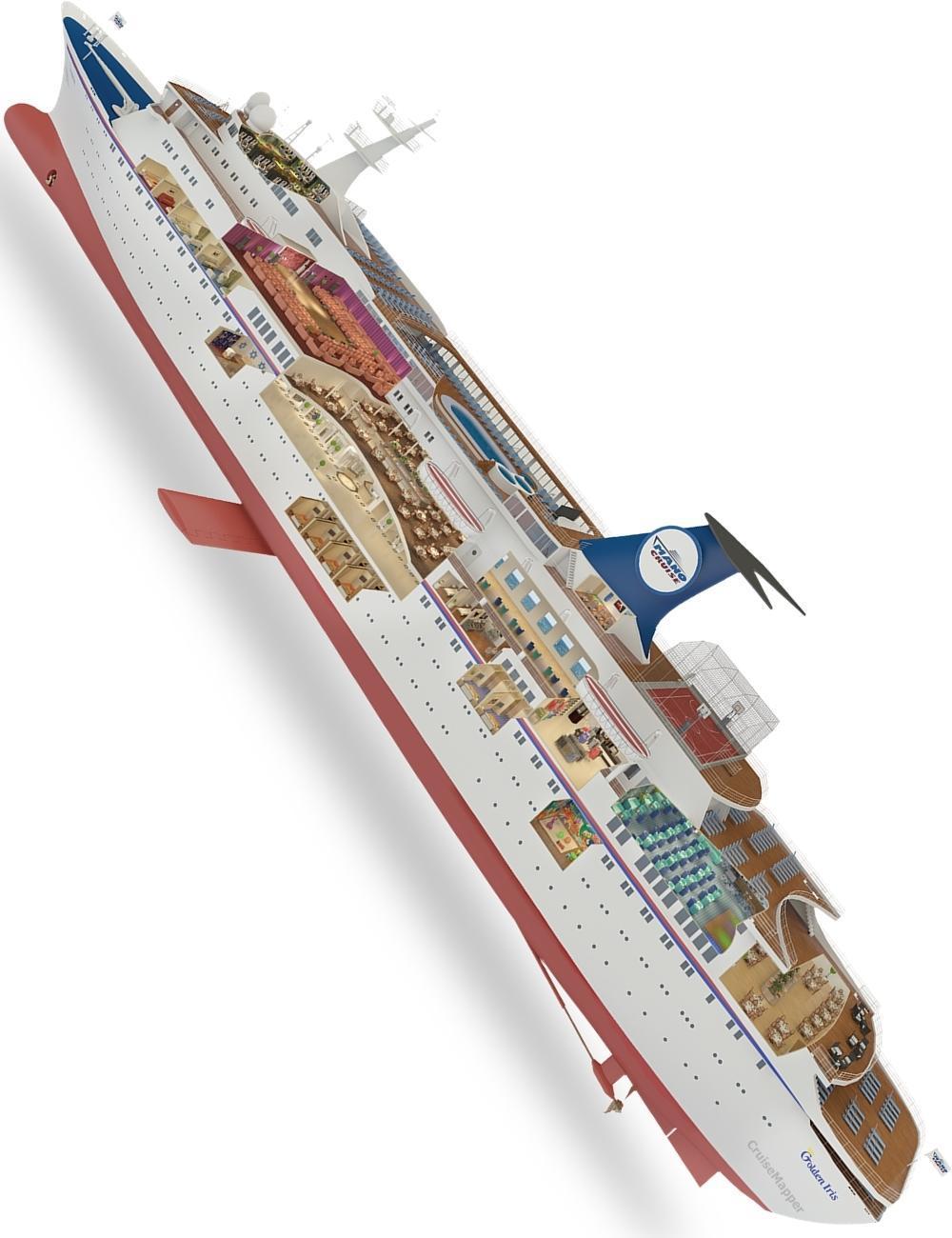 Golden Iris cruise ship deck plan infographic