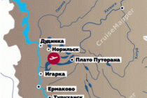 VODOHOD MS Maxim Gorky cruise itinerary map (Yenisei River, Siberia)