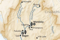 Sanctuary Ananda cruise itinerary map (Myanmar, Irrawaddy River)