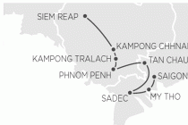 Cruiseco Adventurer cruise ship Mekong River itinerary map
