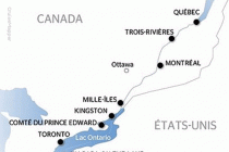 MS Jacques Cartier cruise itinerary map (Canada, Ontario-Quebec)