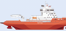 Aker Arctic ARC130A Icebreaking Support Vessel design