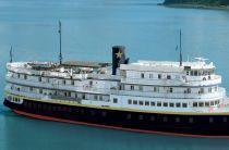 UnCruise Adventures' Wilderness Legacy ship's skiff partially flooded in Bartlett Cove (Glacier Bay NP Alaska)